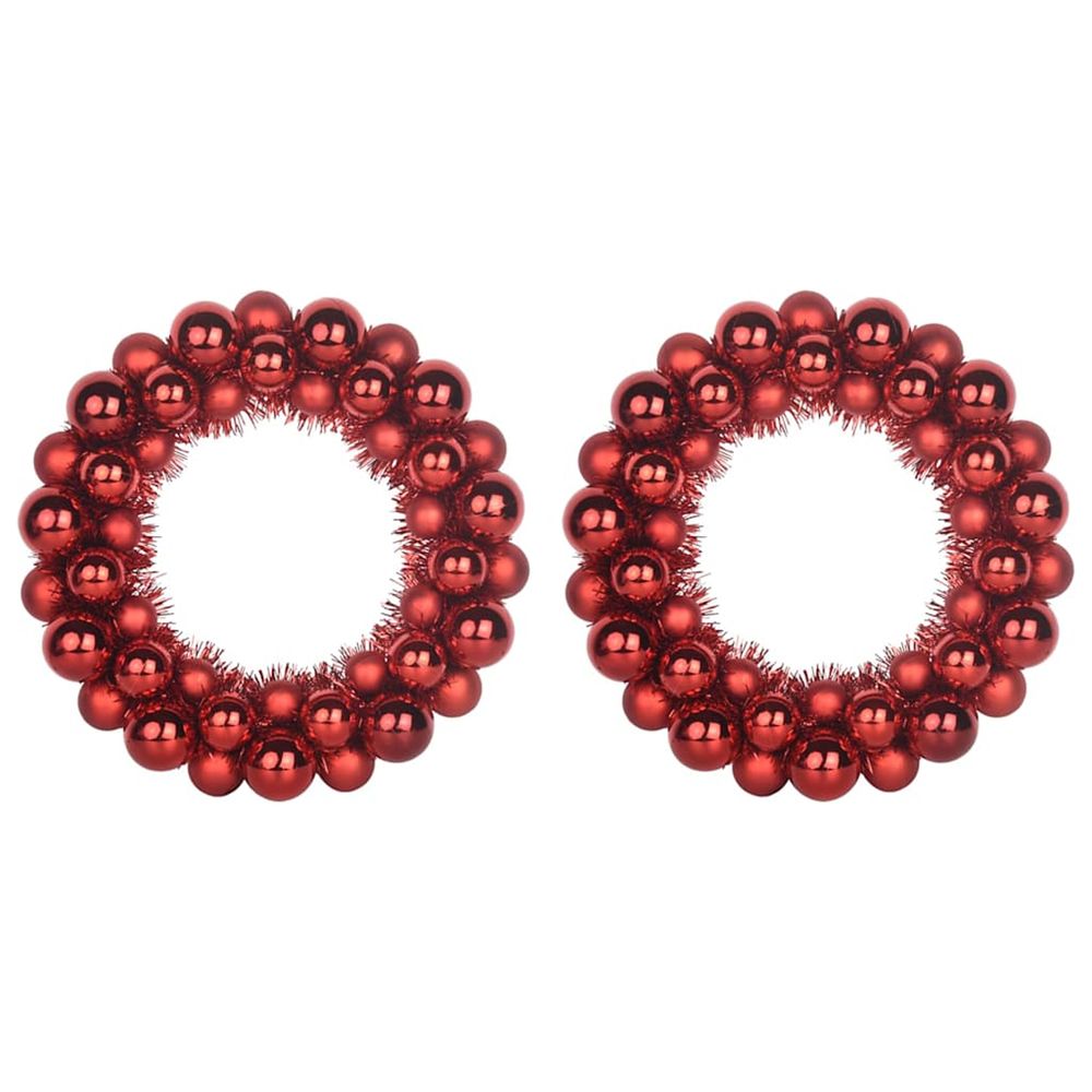 Couronnes de boules de noël 2 pc rouge 33 x 33 x 7 cm