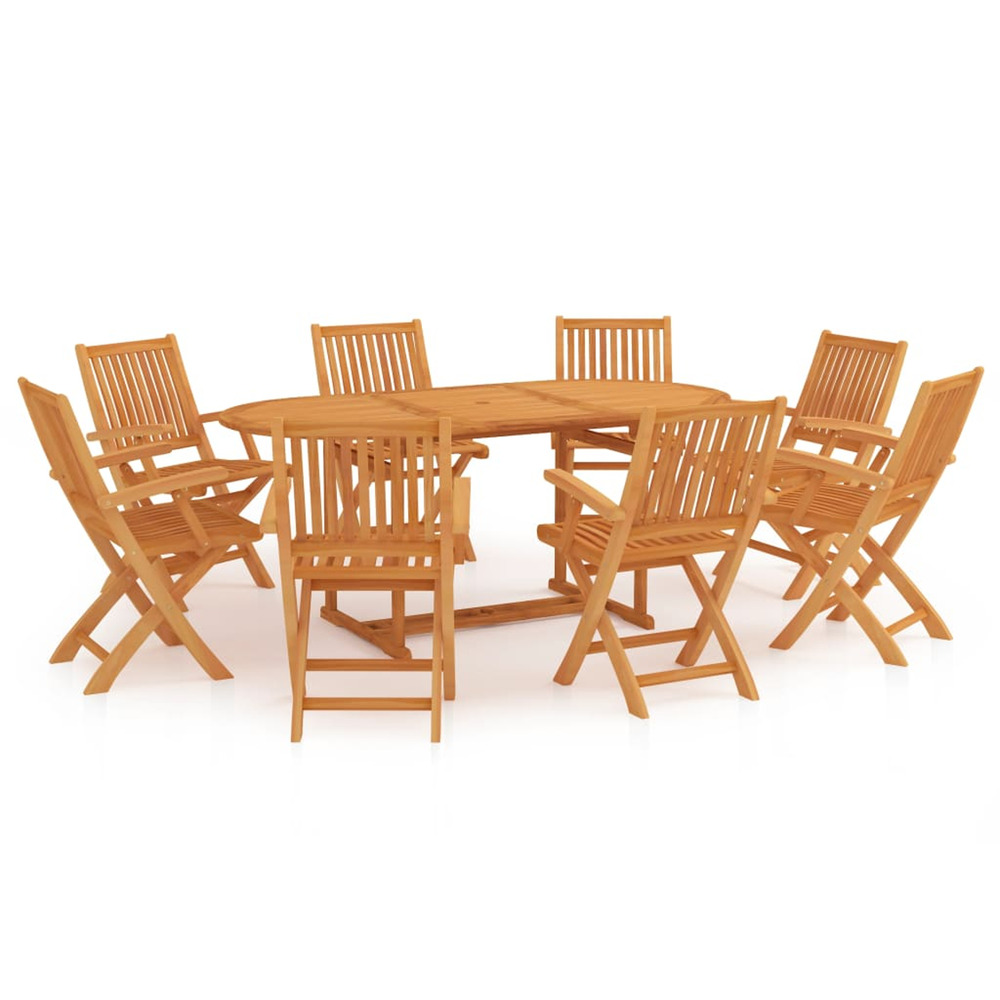 Ensemble à manger de jardin 9 pcs bois de teck massif