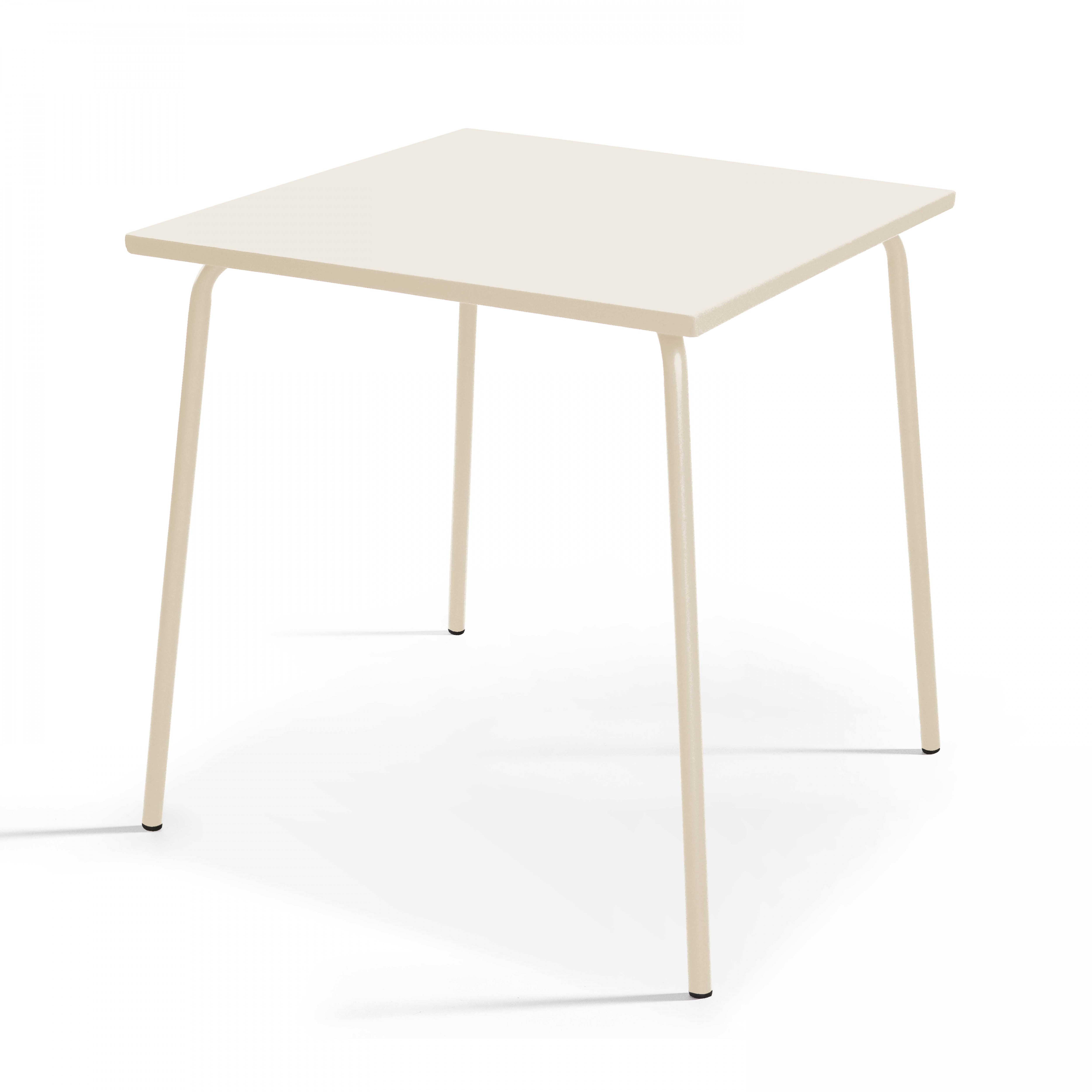 Table carrée bistro acier ivoire 70 cm
