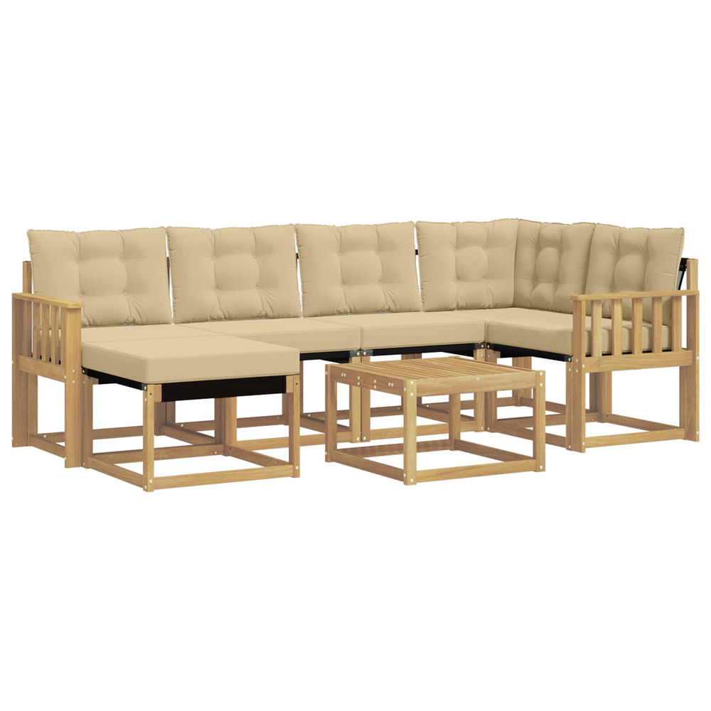 Ensemble de canapés d'extérieur 7 pcs blanc et beige