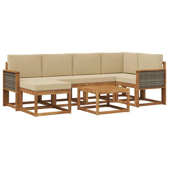Ensemble de canapés d'extérieur 7 pcs naturel et beige