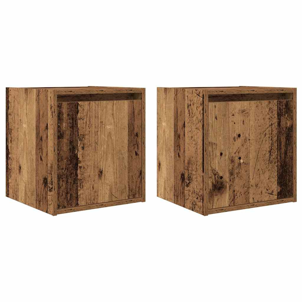 Tables de chevet murales 2 pcs vieux bois 38x34x40 cm