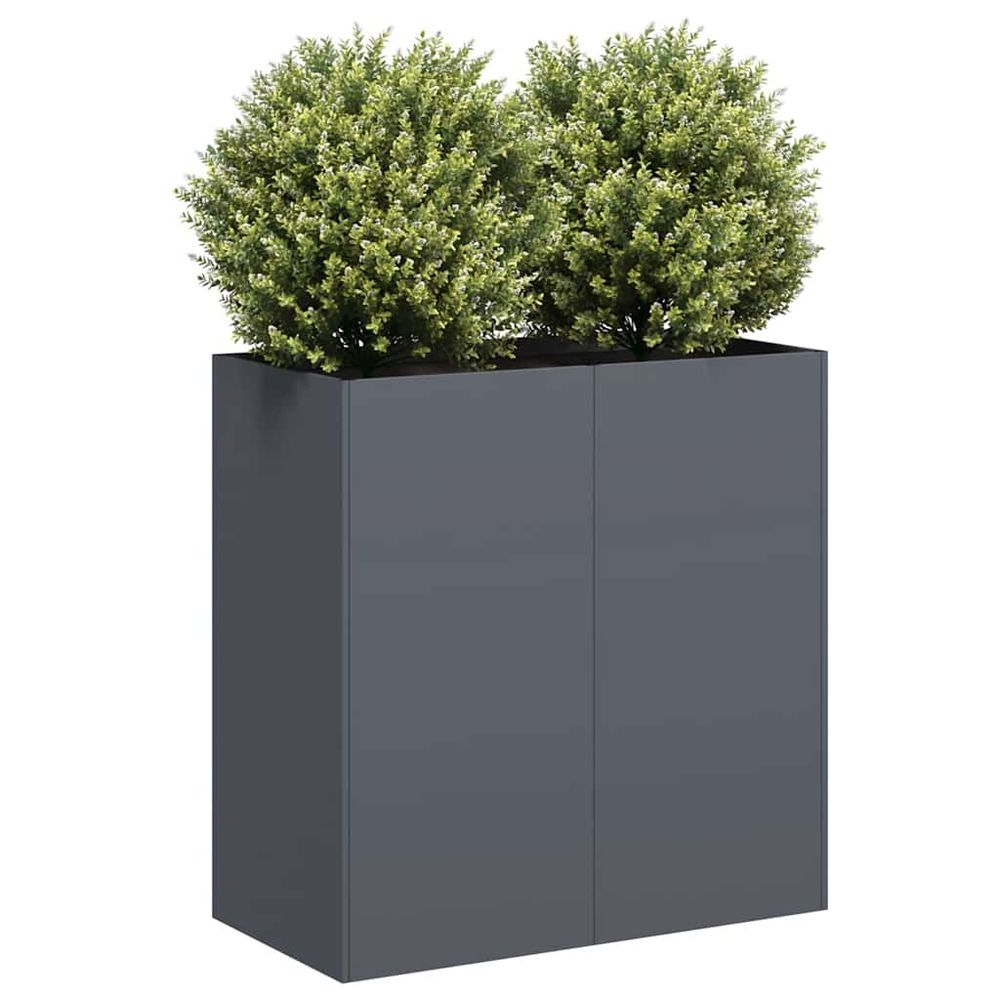 Jardinière haute acier anthracite pour balcon ou entrée 80x40x80 cm