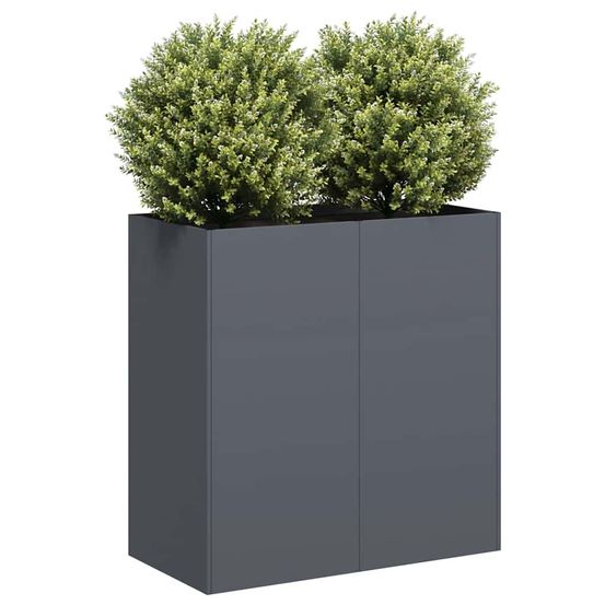 Jardinière haute acier anthracite pour balcon ou entrée 80x40x80 cm