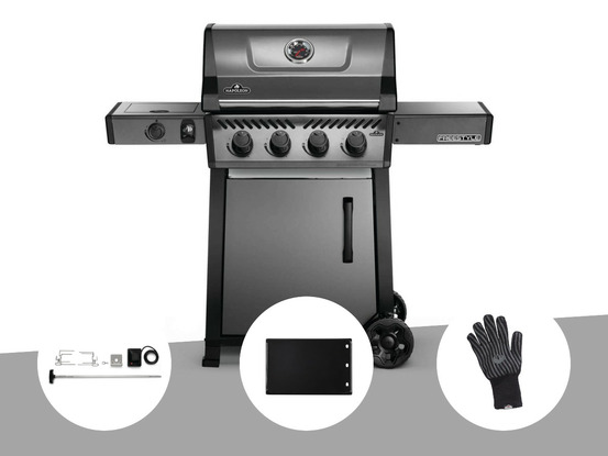 Barbecue à gaz freestyle f425sib - 4 brûleurs + sizzle zone + kit rôtissoire + p