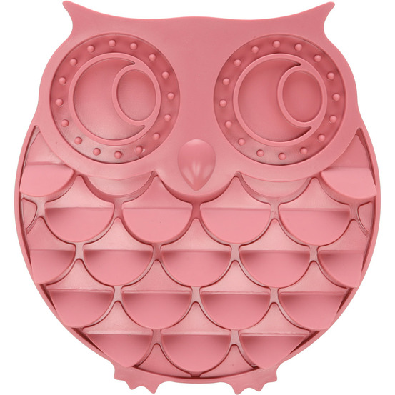 Le tapis à lécher dudu hibou rose, 28 x 28 x 2,5 cm, pour les chiens et les