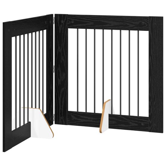 Porte de chien pliable avec supports 2 pc chêne noir 160,5 cm