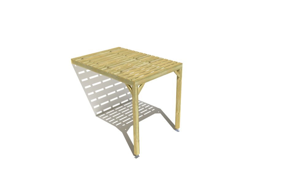 Pergola bois • 2m x 3m • adossée • sens profondeur • platelage bois • livraison comprise