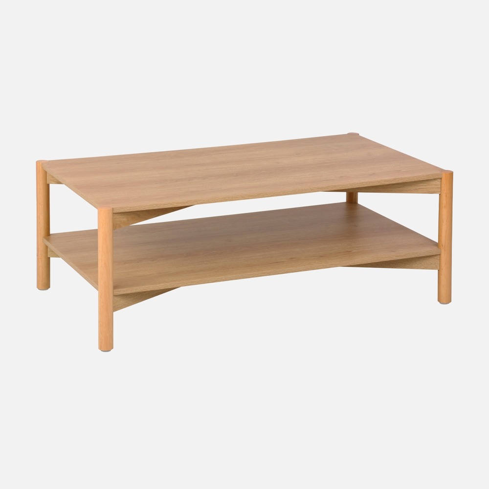 Table basse rectangulaire décor bois double plateau 110cm - harmony