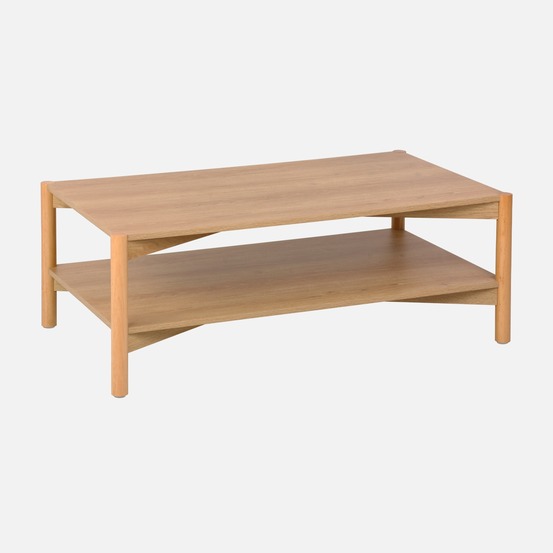 Table basse rectangulaire décor bois double plateau 110cm - harmony