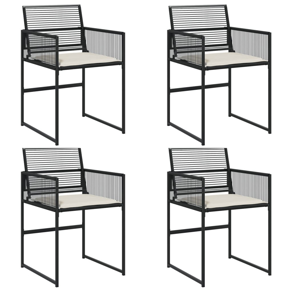 Chaises de jardin lot de 4 avec coussins noir résine tressée