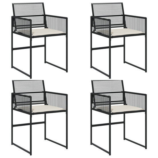Chaises de jardin lot de 4 avec coussins noir résine tressée