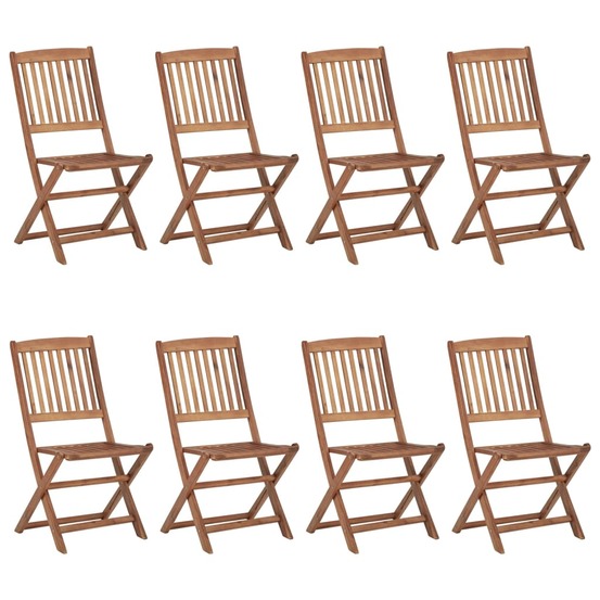 Chaises pliables de jardin lot de 8 avec coussins bois d'acacia