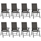 Chaises de jardin pliables 8 pcs textilène noir