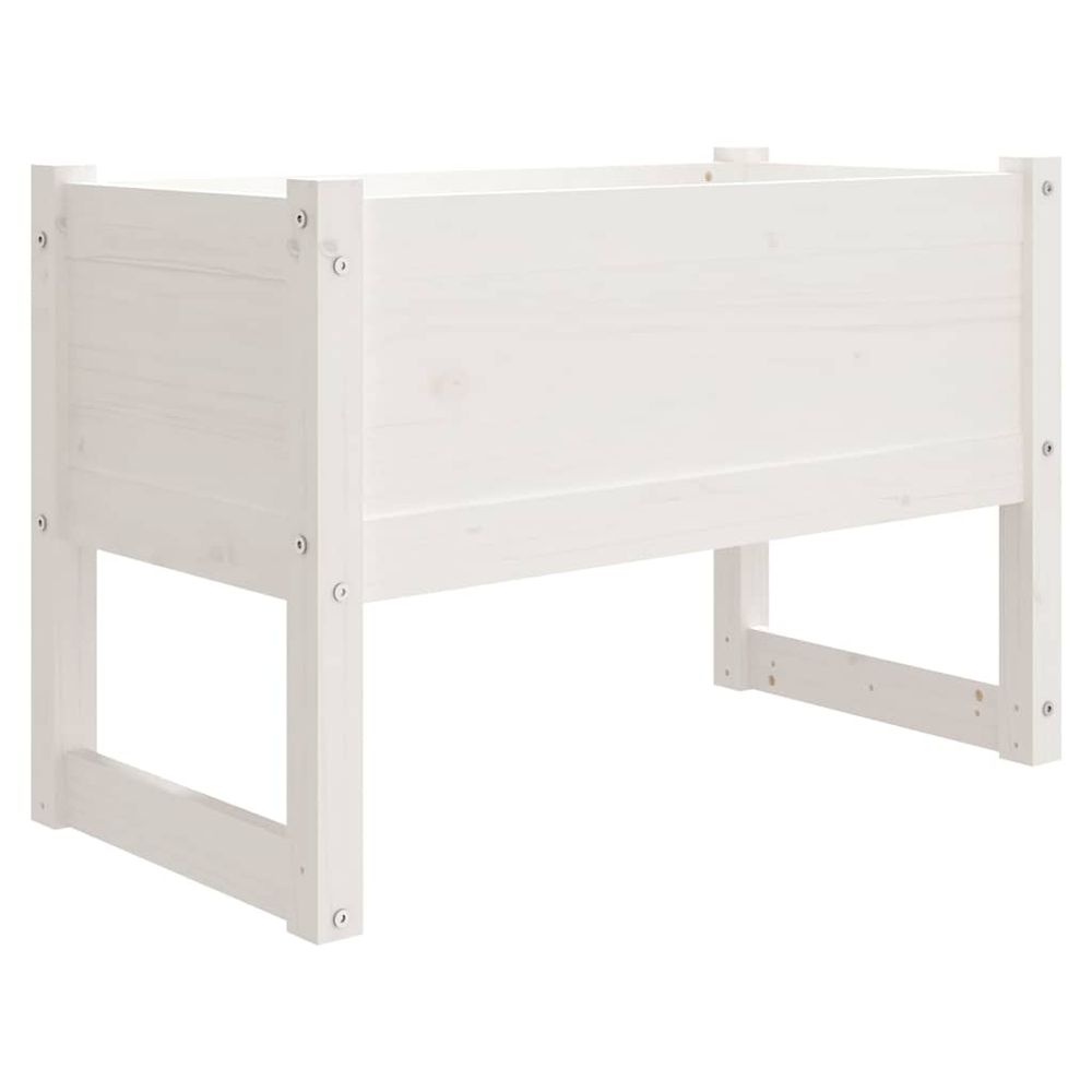 Jardinière blanc 78x40x52 cm bois massif de pin