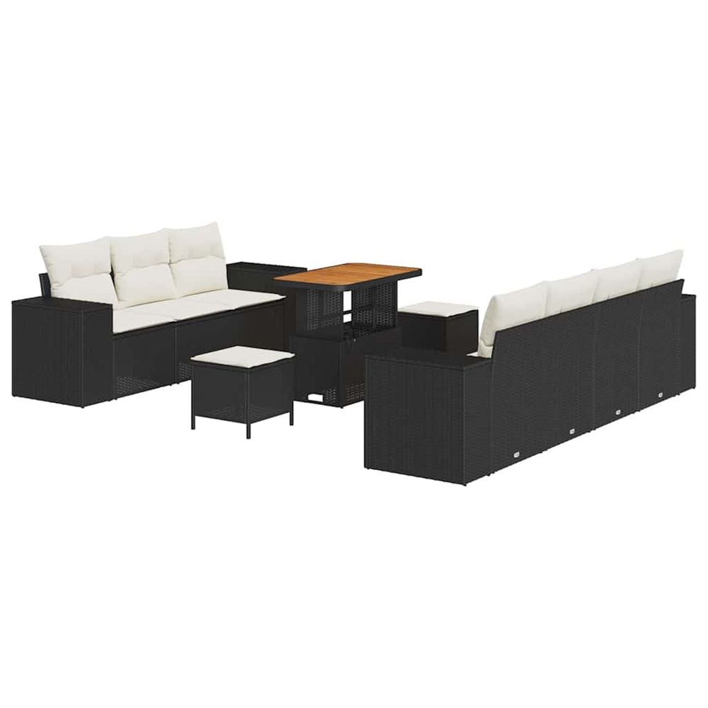 Ensemble de canapé de jardin 10 pc noir polyrotin