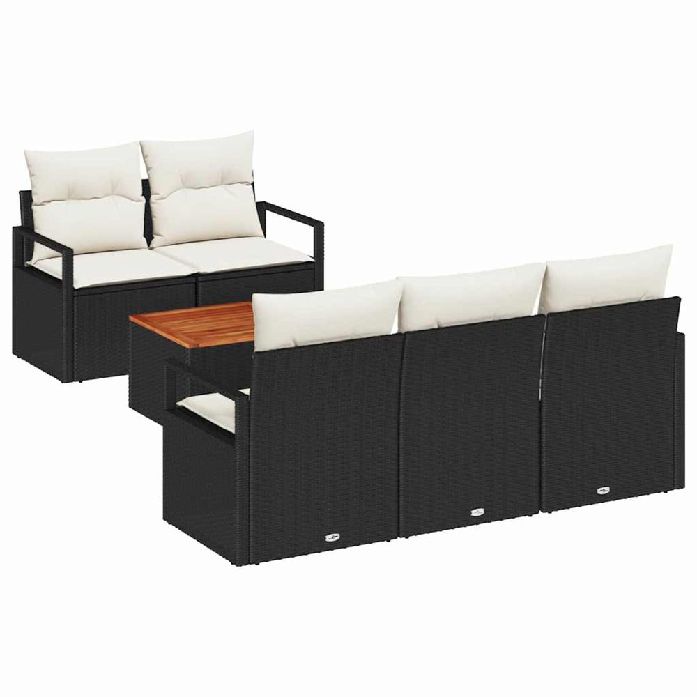 Ensemble de canapé de jardin 6 pc noir polyrotin