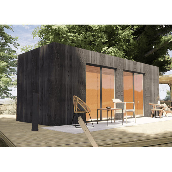 Bureau de jardin bois en bois 6,6 x 2,4 x 2,7 m / menuiseries alu k-line