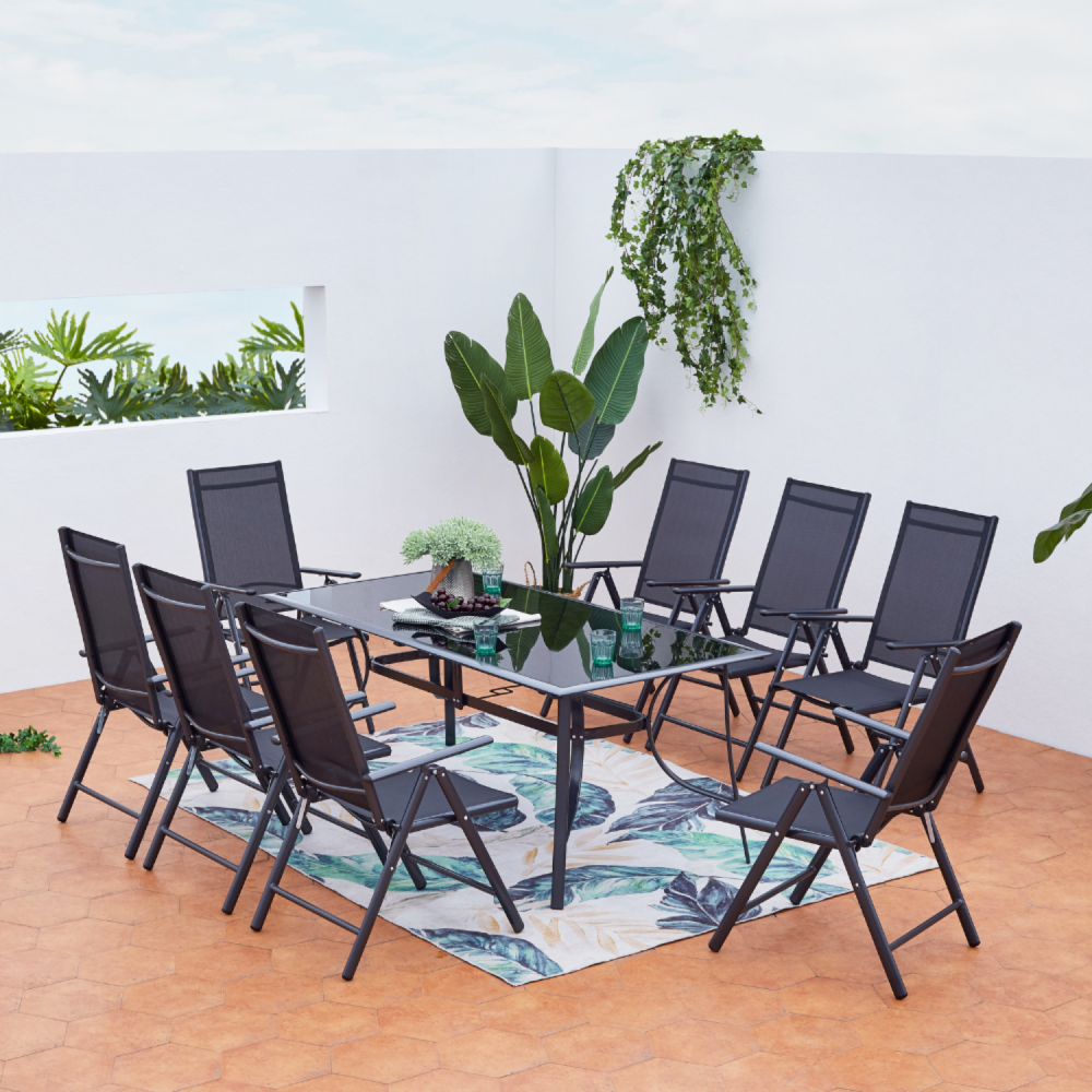Table de jardin et 8 chaises en aluminium rimini