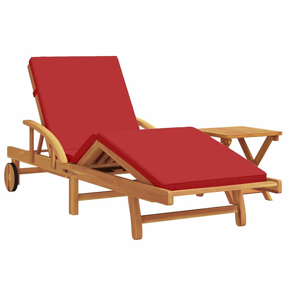 Transat 2 pc bois d'acacia massif rouge