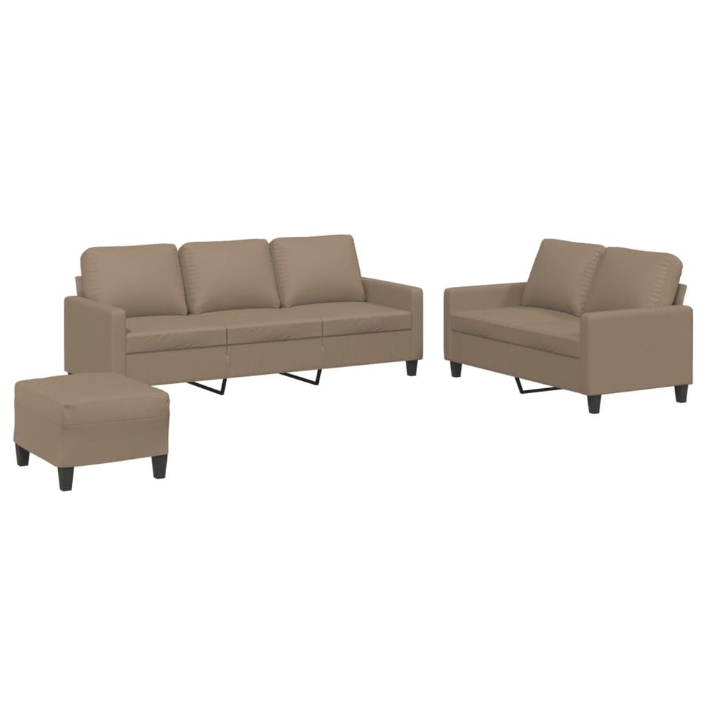 Ensemble de canapés 3 pcs avec coussins cappuccino similicuir