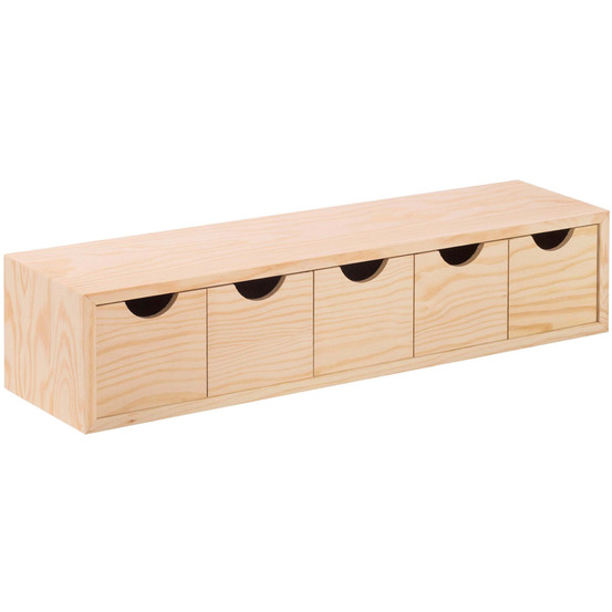 Mini rangement bloc en pin brut avec tiroirs 5 tiroirs