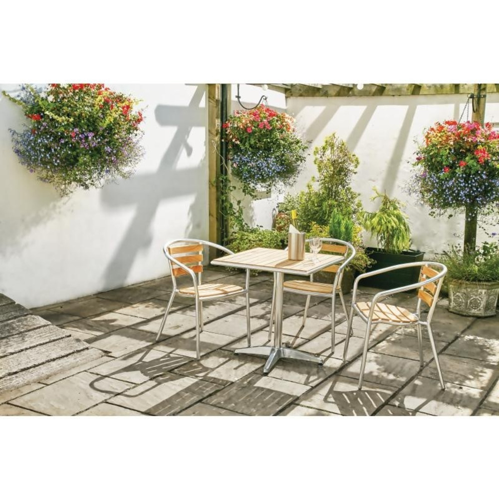 Fauteuils en frêne et aluminium 730 mm bolero - lot de 4