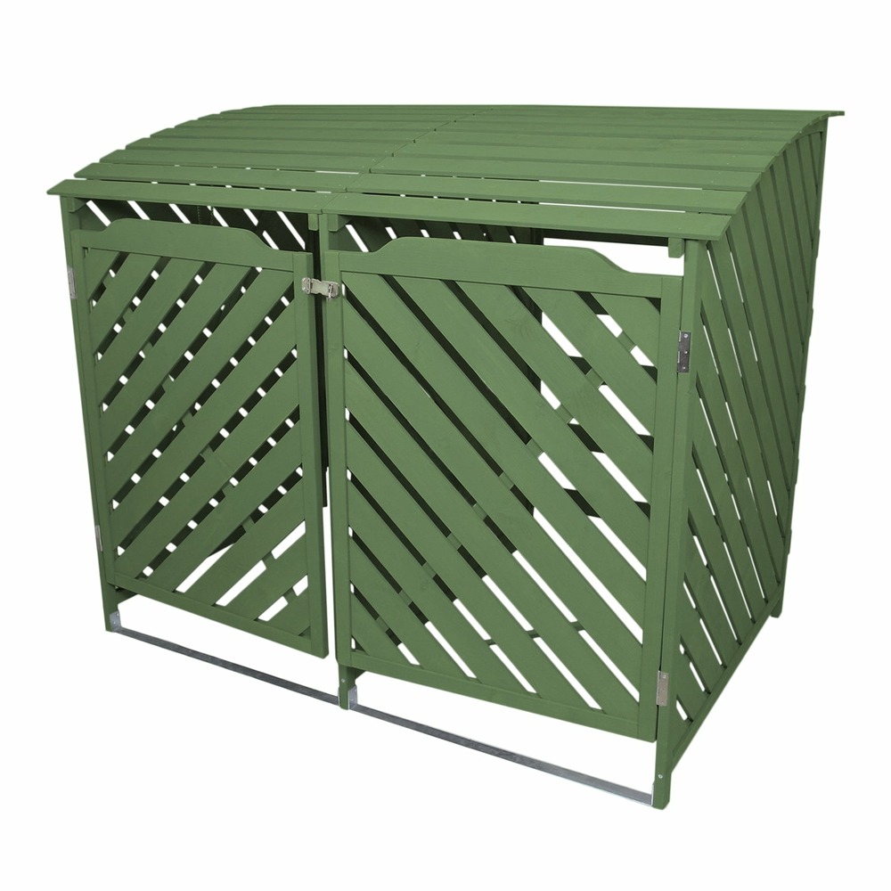 Cache poubelle double vert sauge - 122cm x 149cm x 92cm