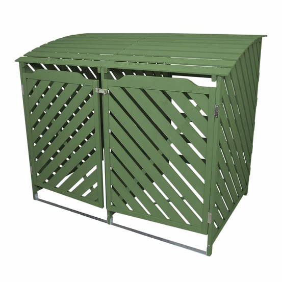 Cache poubelle double vert sauge - 122cm x 149cm x 92cm