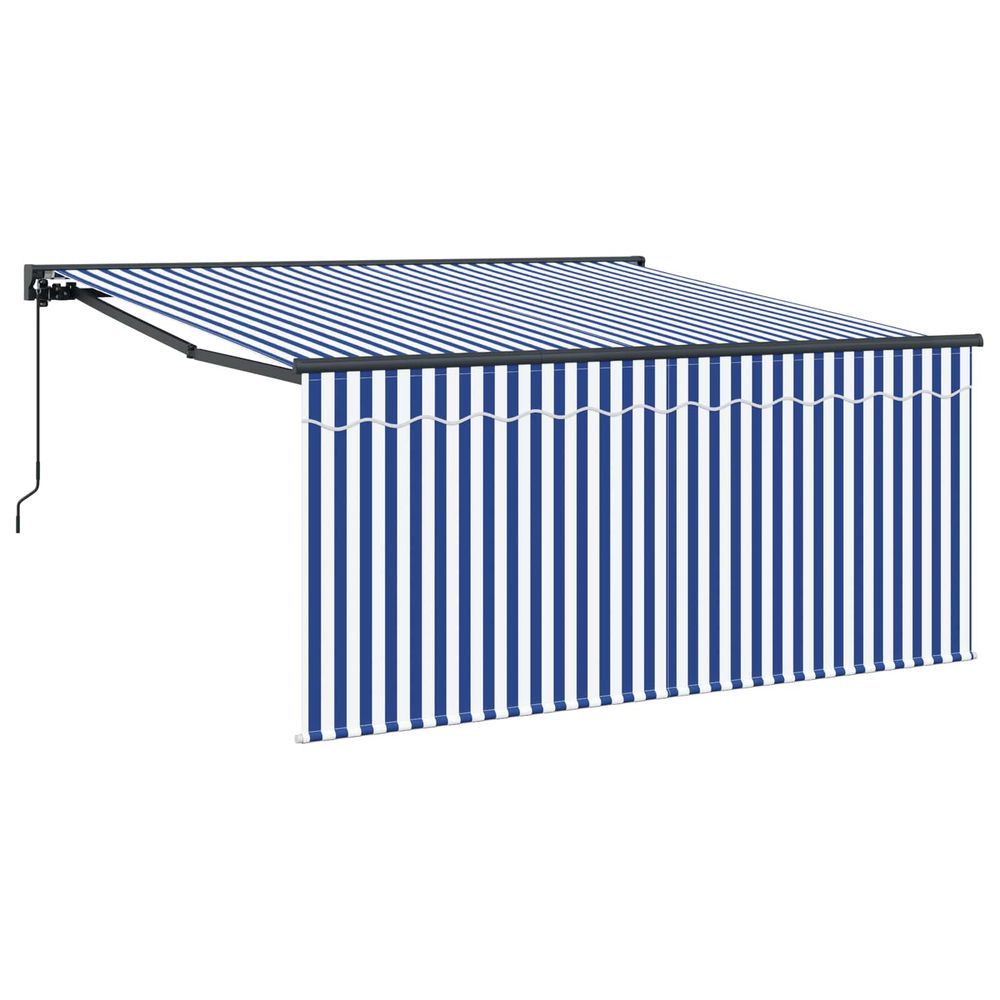 Auvent rétractable bleu et blanc 350 x 250 cm