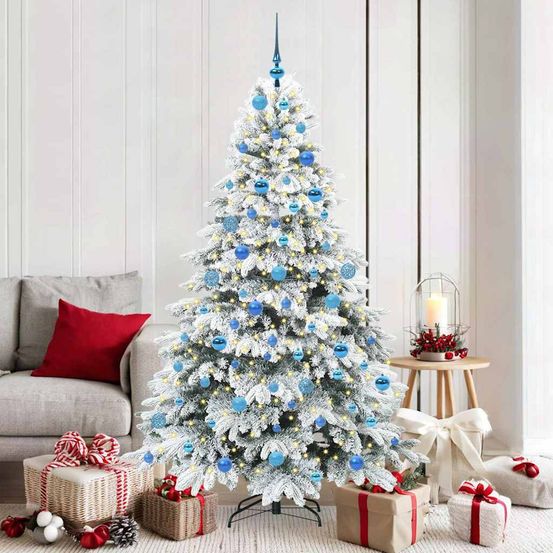 Sapin de noël lumineux 180 cm, pack décoration tout-en-un 300 led et 120 boules de noël