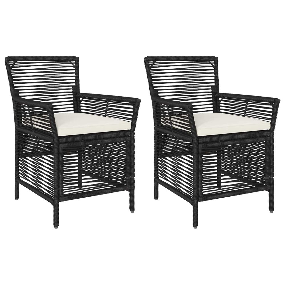 Chaise d'extérieur 2 pc noir et crème polyrotin