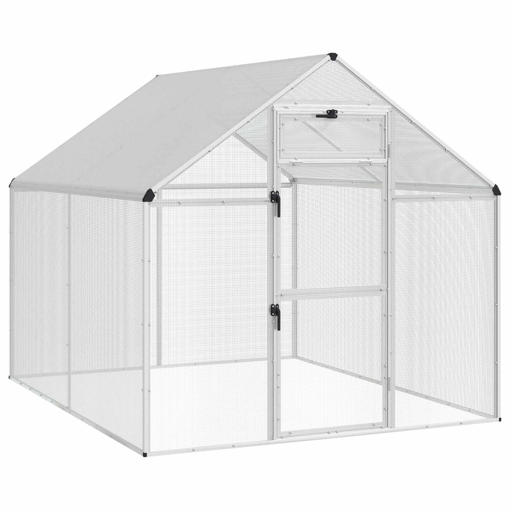 Cage pour oiseaux argenté 181,5 x 221 x 173,5 cm
