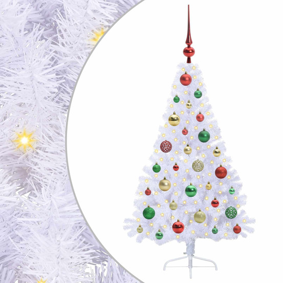 Sapin de noël artificiel avec 150 led blanc 120 cm pvc et acier
