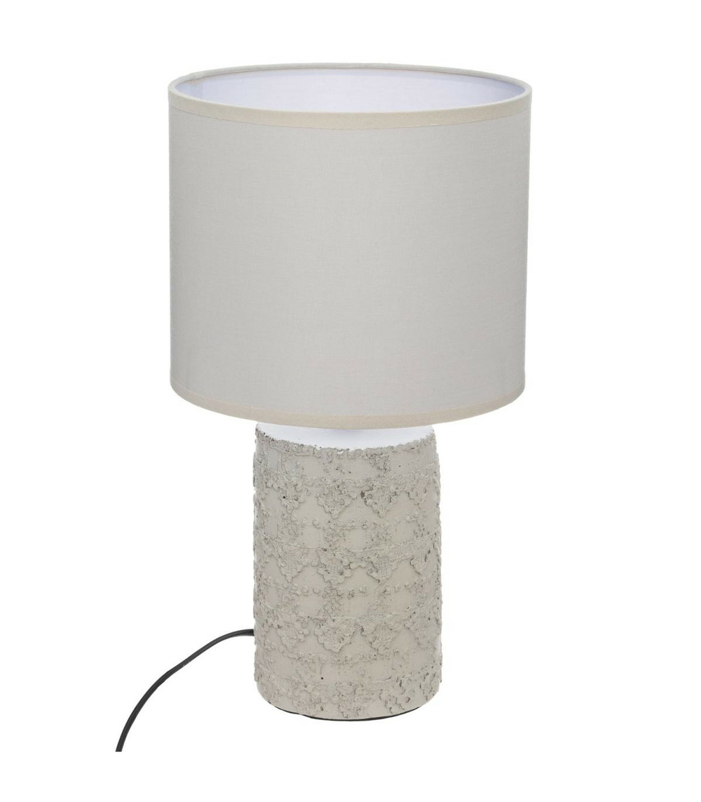Lampe à poser en céramique beige avec motif h 34 cm