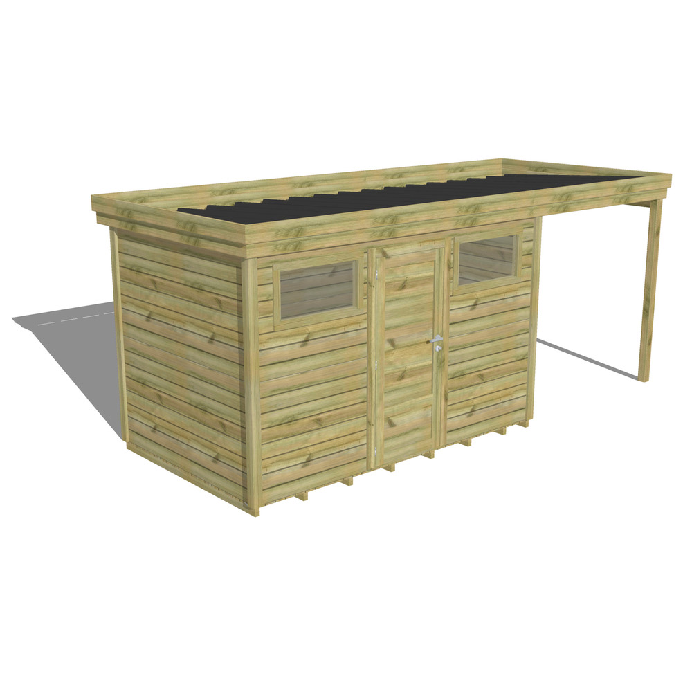 Abri de jardin bois pin traité autoclave 27mm - 5,44x2,14m / 12m2 - bac acier - plancher bois