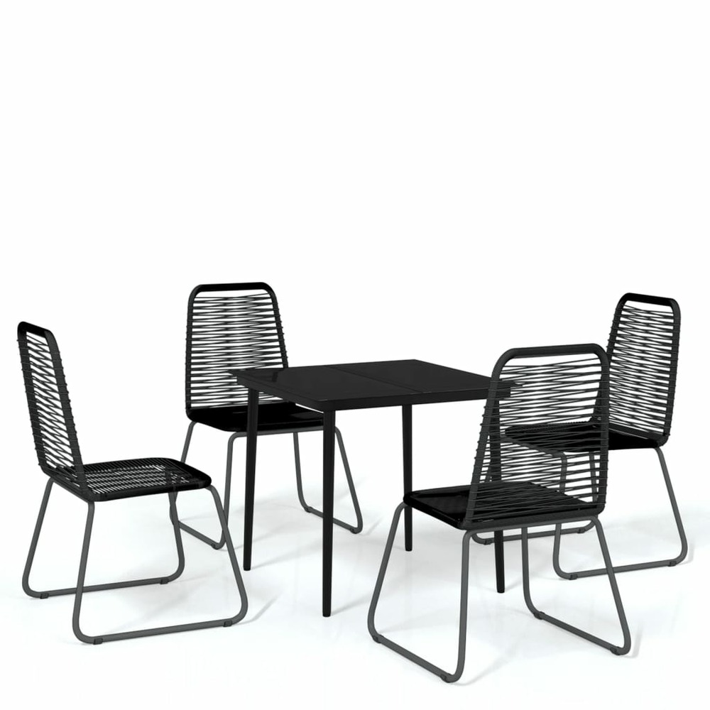 Ensemble de salle à manger de jardin meuble extérieur 5 pièces noir