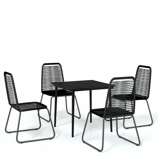 Ensemble de salle à manger de jardin meuble extérieur 5 pièces noir