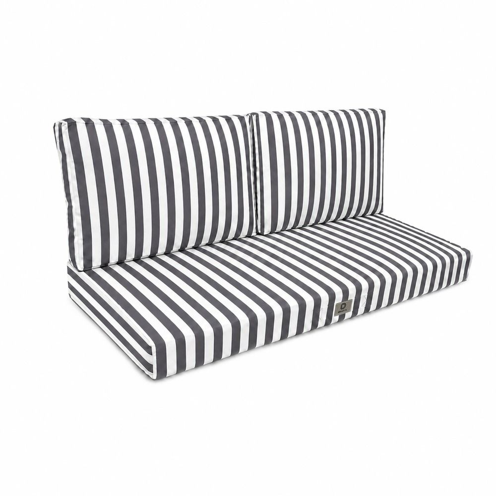 Coussins pour salon de jardin déhoussable 100x50cm rayure gris foncé