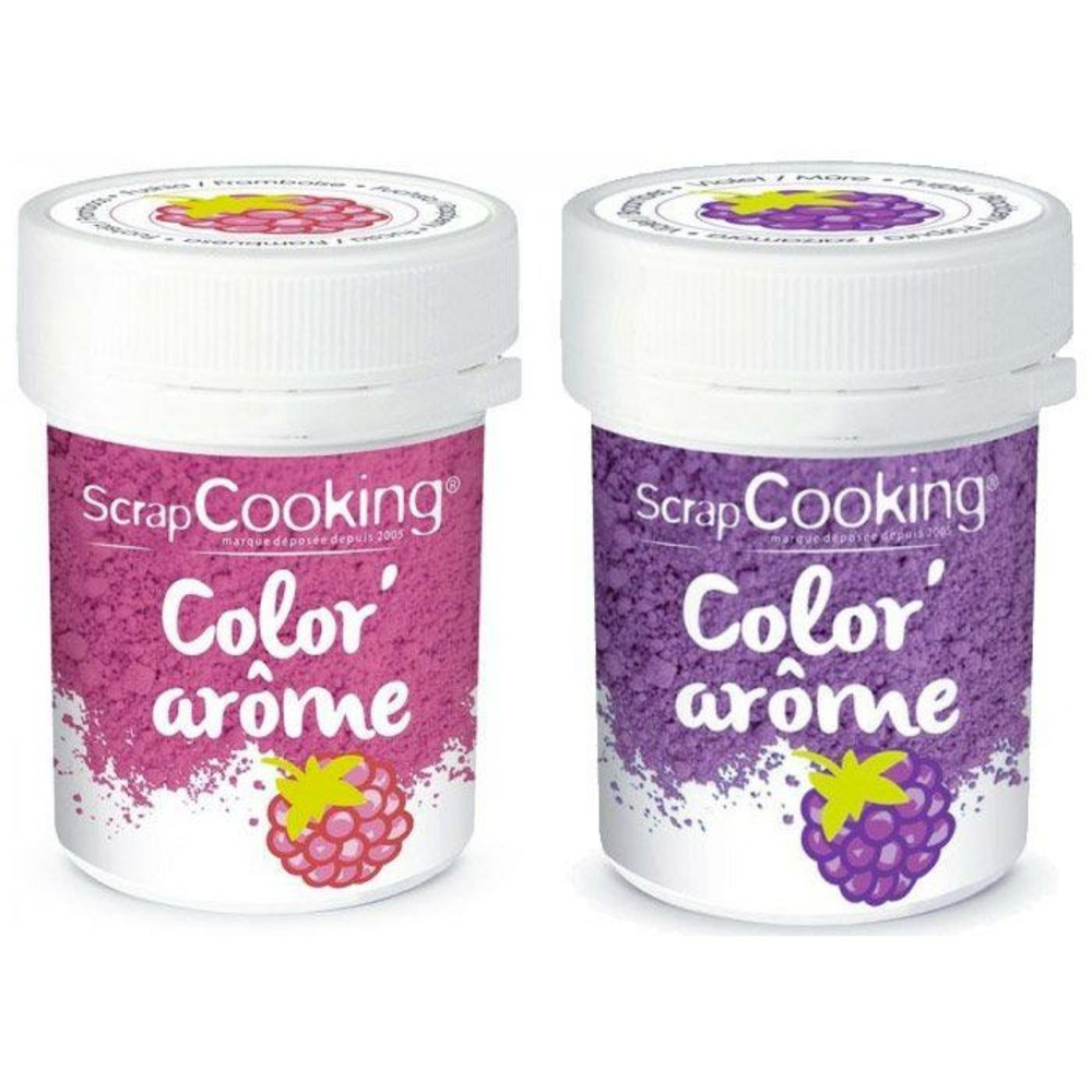 2 colorants alimentaires aux arômes de framboise & mûre