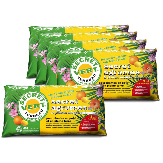 Terreau bio pour agrumes et plantes méditerranéennes 40 l (lot de 5)