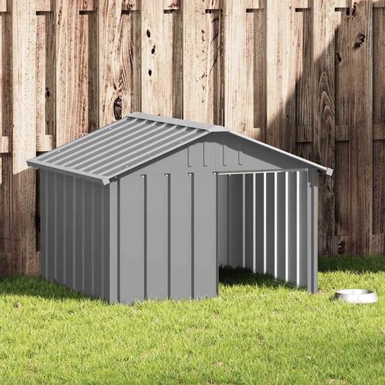 Niche pour chien de jardin en acier galvanisé gris 116,5x103x81,5cm