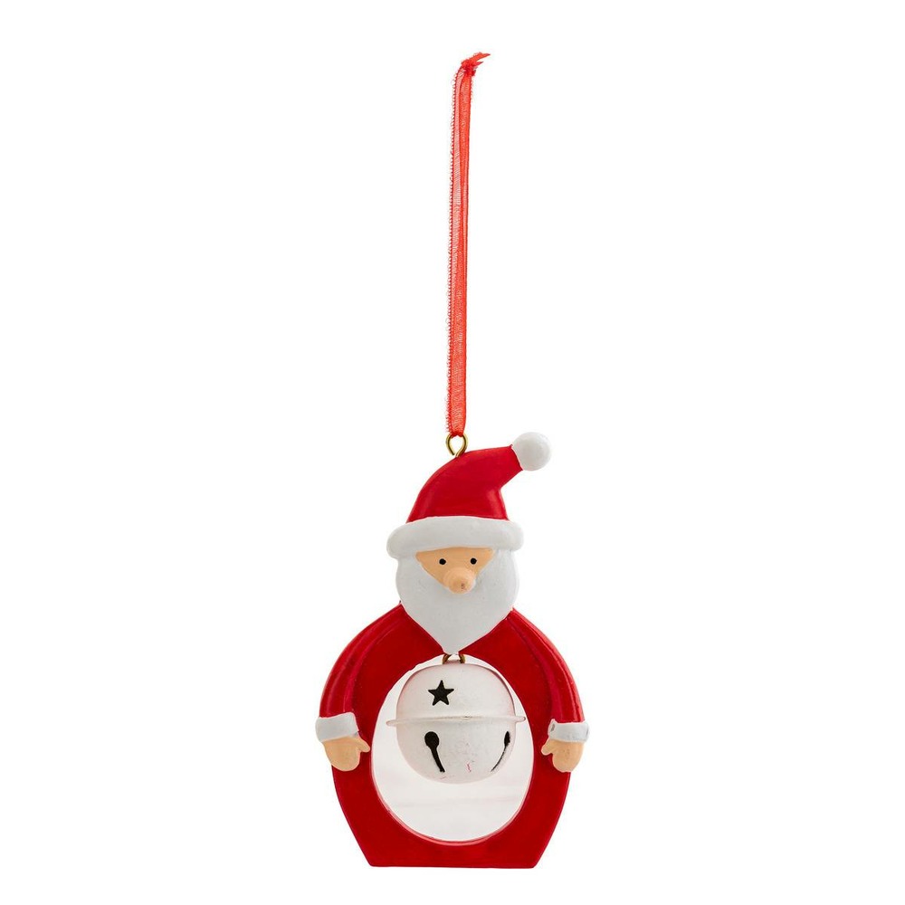 Sujet père noël grelots résine h.10cm rouge et blanc