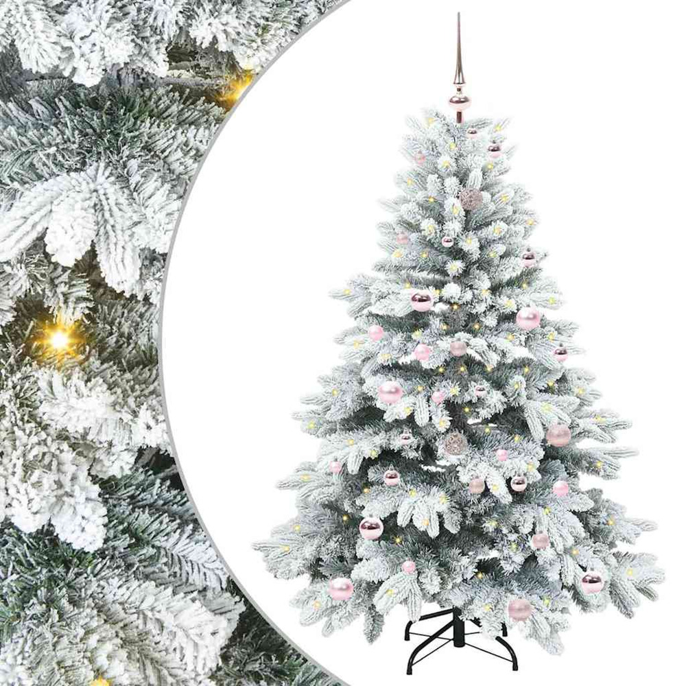Sapin de noël artificiel avec 150 led blanc 150 cm pe et pvc