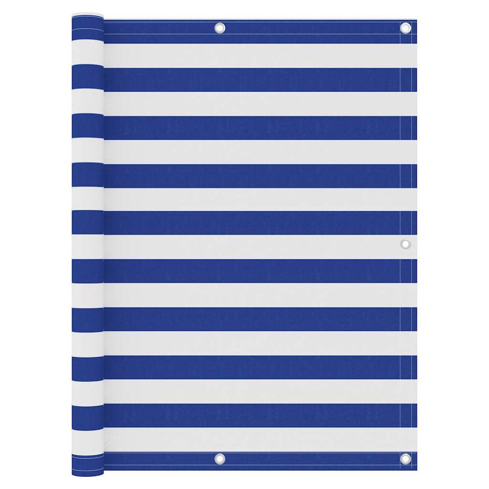 Écran de balcon blanc et bleu 120x300 cm tissu oxford