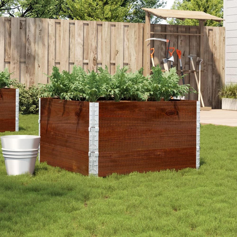 Carré potager haut modulable en bois de pin massif – structure empilable robuste pour permaculture – 100cm brun