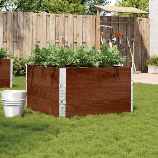 Carré potager haut modulable en bois de pin massif – structure empilable robuste pour permaculture – 100cm brun