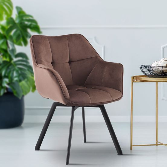 Chaise de salle à manger en velours jordi