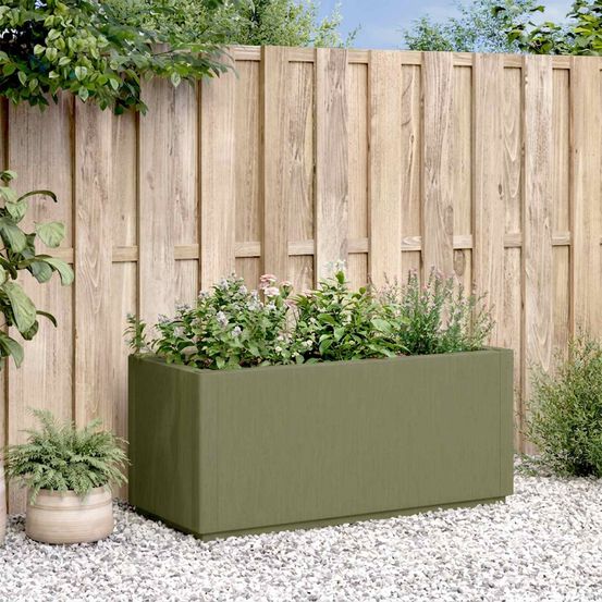 Grande jardinière rectangulaire 80l pp vert pour jardin et balcon bac à fleurs