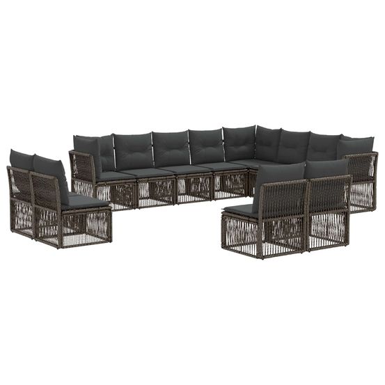 Ensemble de canapé de jardin 12 pc gris polyrotin